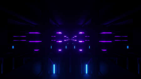 3d illustration of 4K UHD illuminated sci fi tunnel