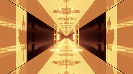 3d illustration of 4K UHD glowing sci fi tunnel