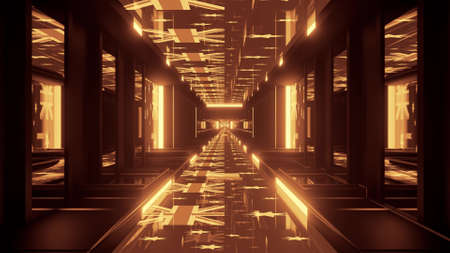 abstract tunnel with golden Australian flags 3D illustration
