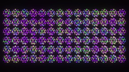 Geometric ornament of colorful spheres 4K UHD 3D illustration