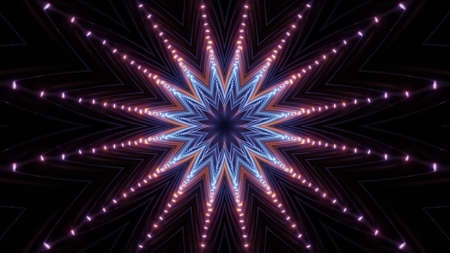 Abstract geometric background of 3D 4K UHD tunnel with neon illumination