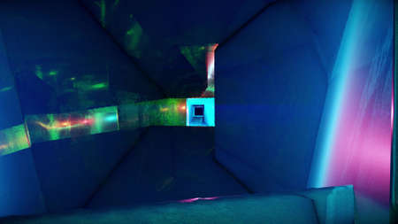 Neon futuristic tunnel 4K UHD 3D illustration