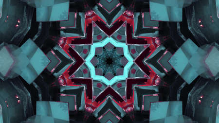 3d illustration of 4K UHD dark neon corridor with bricksの写真素材