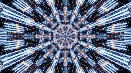 3d illustration of 4K UHD geometric endless corridorの写真素材