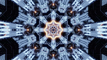 3d illustration of 4K UHD ornamental star shaped tunnel