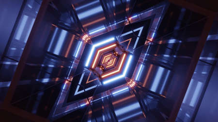 Glowing geometric corridor of 3d illustration in 4K UHD