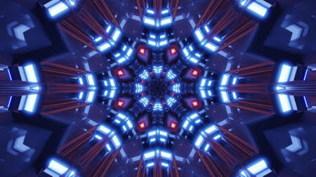 3d illustration of 4K UHD geometric sci fi tunnelの写真素材