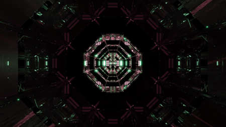 Futuristic 3D illustration of illuminated tunnel in UHD