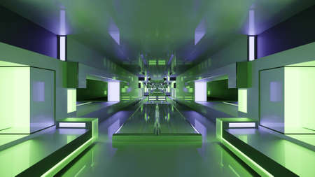 Futuristic 3d illustration of endless passageの写真素材