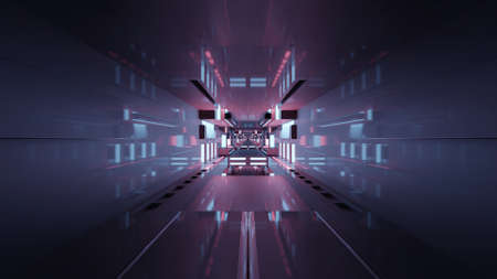 3d illustration of dark endless corridorの写真素材