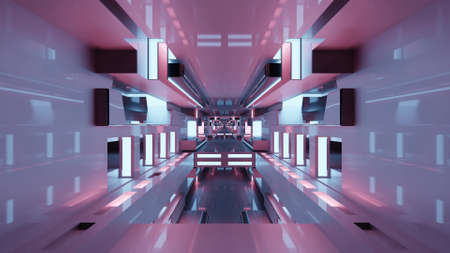 Sci fi 3d illustration of geometric tunnelの写真素材