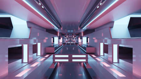 3d illustration of bright futuristic tunnelの写真素材
