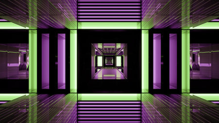 Modern 3D illustration of UHD futuristic tunnelの写真素材