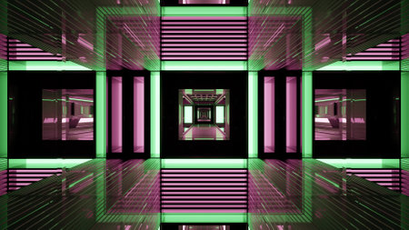 3D illustration of UHD tunnel with illuminationの写真素材