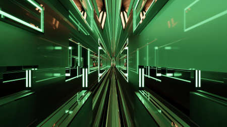 3d illustration of green futuristic UHD tunnelの写真素材