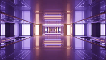 3D illustration of UHD glowing corridorの写真素材