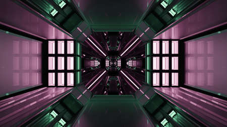 UHD 3d illustration of sci fi endless tunnel