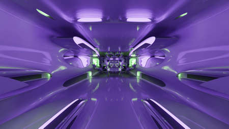 3d illustration of UHD endless sci fi tunnelの写真素材