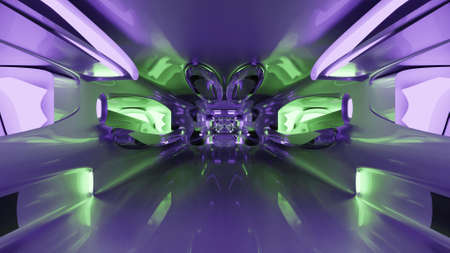 3d illustration of UHD symmetric sci fi tunnelの写真素材