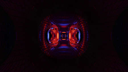 3d illustration of moving dark UHD tunnel with holes