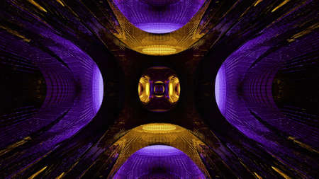 3d illustration of surreal swirling UHD tunnelの写真素材