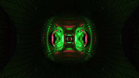 3d illustration with green swirling UHD tunnelの写真素材