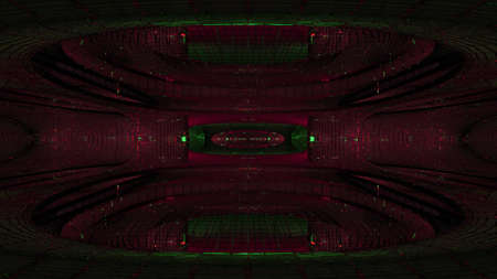 3d illustration with round holes in UHD tunnel