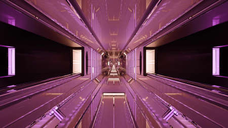 3d illustration of 4K UHD endless futuristic corridorの写真素材