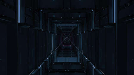 3d illustration of dark glass 4K UHD tunnelの写真素材