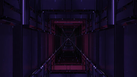 3d illustration of endless dark 4K UHD tunnel