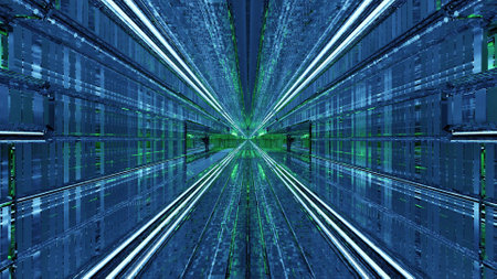 Sci fi endless corridor 4K UHD 3D illustrationの写真素材
