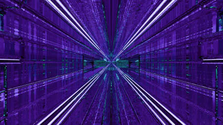 Bright violet high tech corridor 4K UHD 3D illustrationの写真素材