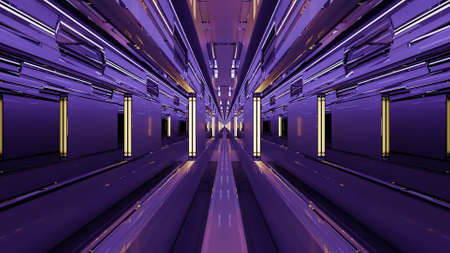 Violet labyrinth with vibrant lamps 4K UHD 3D illustrationの写真素材