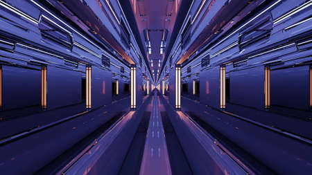 Narrow tunnels of sci fi labyrinth 4K UHD 3D illustrationの写真素材