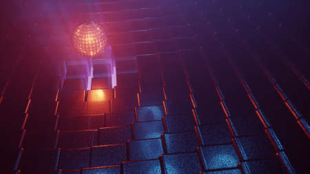 3d illustration with sphere near cube wall in 4K UHD quality