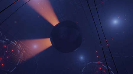 3d illustration of 4K UHD sphere with glowing lightの写真素材
