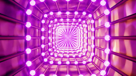 3d illustration with glowing bright lamps in 4K UHD tunnelの写真素材