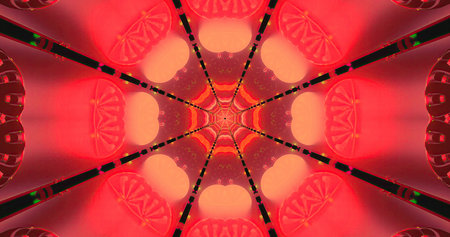 This artwork features a stunning abstract design filled with vibrant red tones and circular shapes. The colors blend beautifully, creating a dynamic visual experience.の写真素材