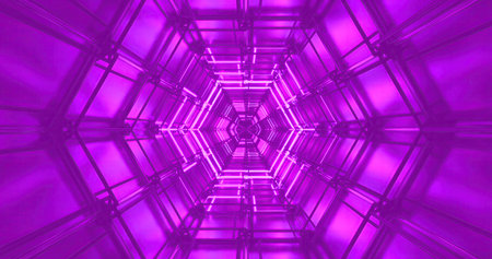 A mesmerizing display of purple light creates intricate geometric shapes. The reflections and...