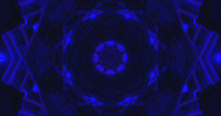 A vibrant display of geometric shapes in deep blue hues forms a captivating pattern. The intricate...