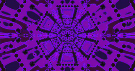 A detailed abstract design features a striking blend of purple and black colors forming a complex...