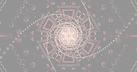 Vibrant design features intricate geometric shapes and circular patterns. The artwork displays a...