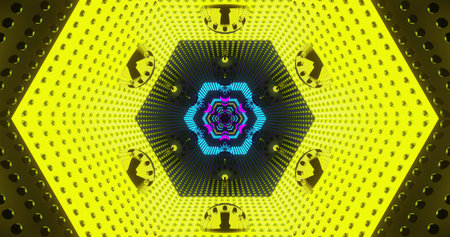 Bright colors form a striking geometric pattern that draws the viewer into a vibrant visual...