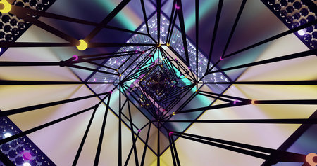 Creative geometric patterns in vibrant colors and lights