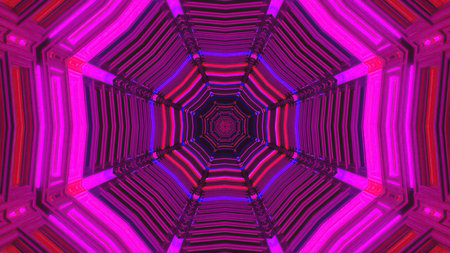 Colorful abstract pattern with vivid lines and shapes in a tunnel view