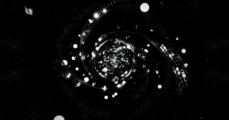 Spiral of lights in a dark cosmos creates a mesmerizing scene