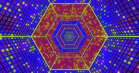 Colorful hexagonal pattern creates an optical illusion