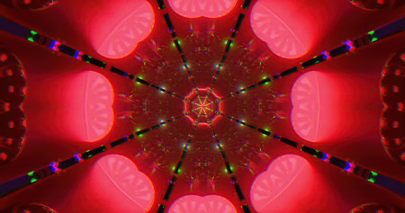 Colorful kaleidoscopic pattern with vibrant lights and shapes