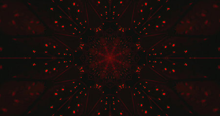 Red kaleidoscope pattern creates a mesmerizing visual experience