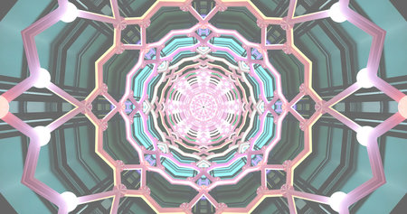 Colorful geometric pattern with intricate designs and symmetry